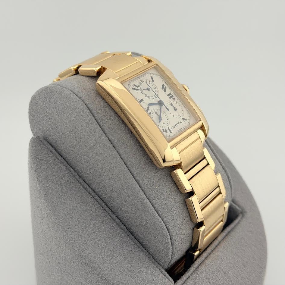 Cartier Tank Francaise Chronoflex Chronograph 1830 28mm x 36mm Or jaune 18k en vente 3