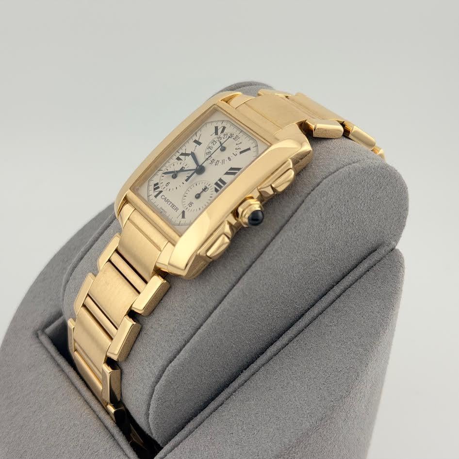 Cartier Tank Francaise Chronoflex Chronograph 1830 28mm x 36mm Or jaune 18k en vente 4