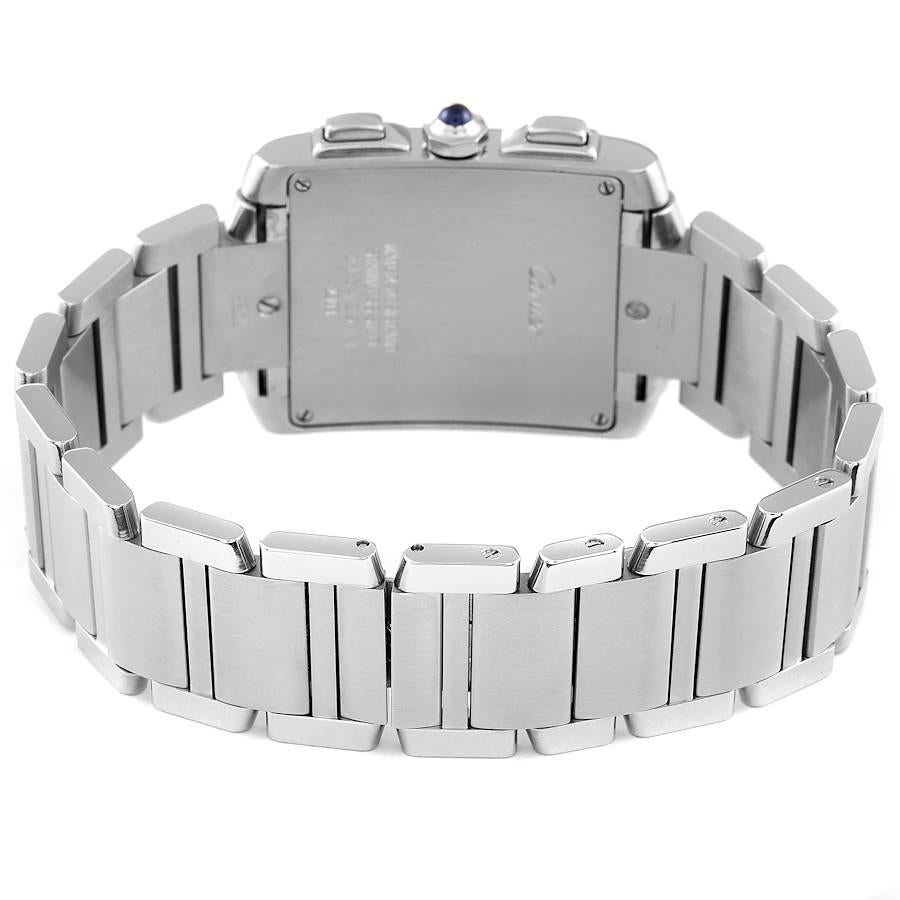 Cartier Tank Francaise Chronoflex Chronograph Steel Watch W51001Q3 Box Papers For Sale 1