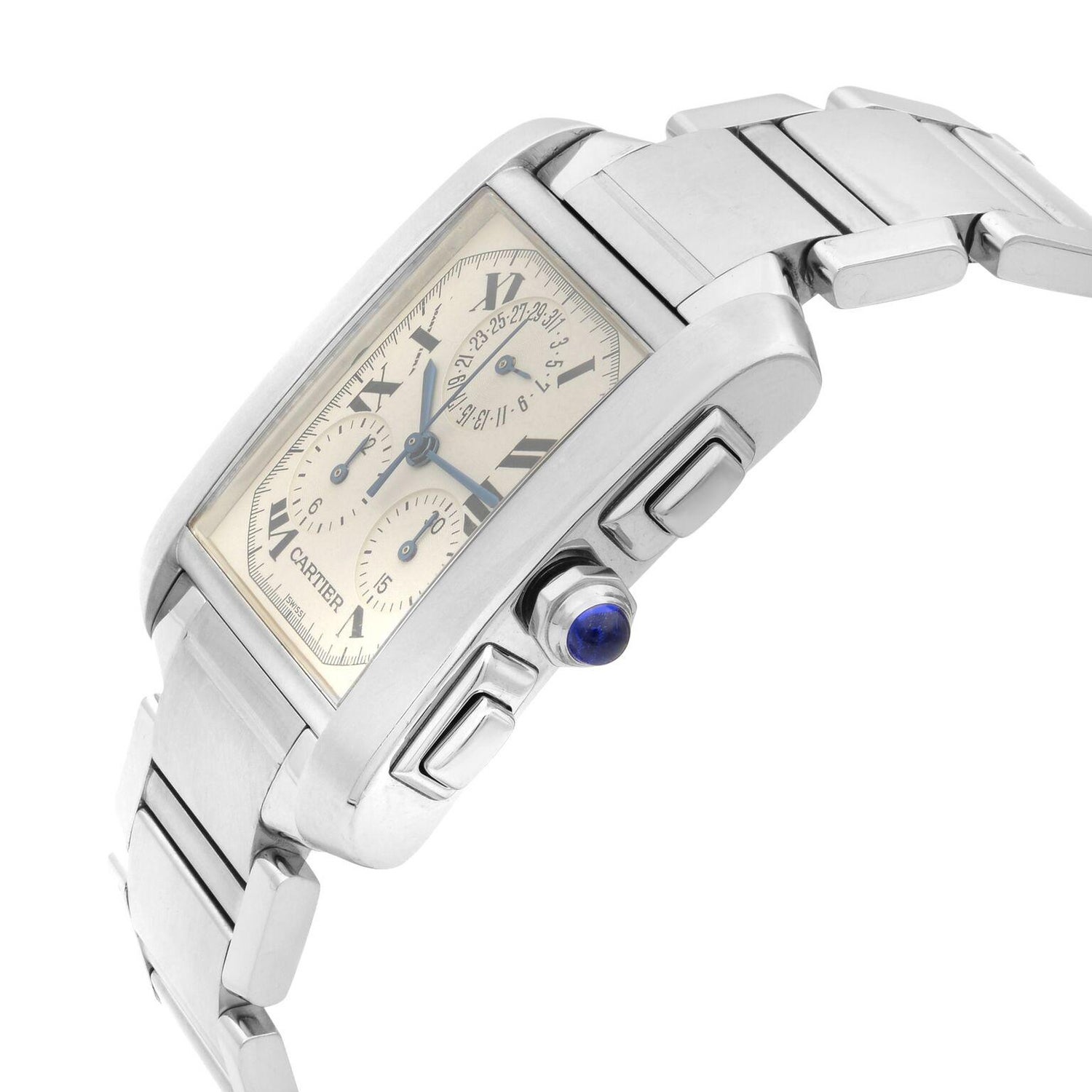 Cartier Tank Francaise Chronoflex Steel Off White Quartz Men S Watch W51001q3 For Sale At 1stdibs
