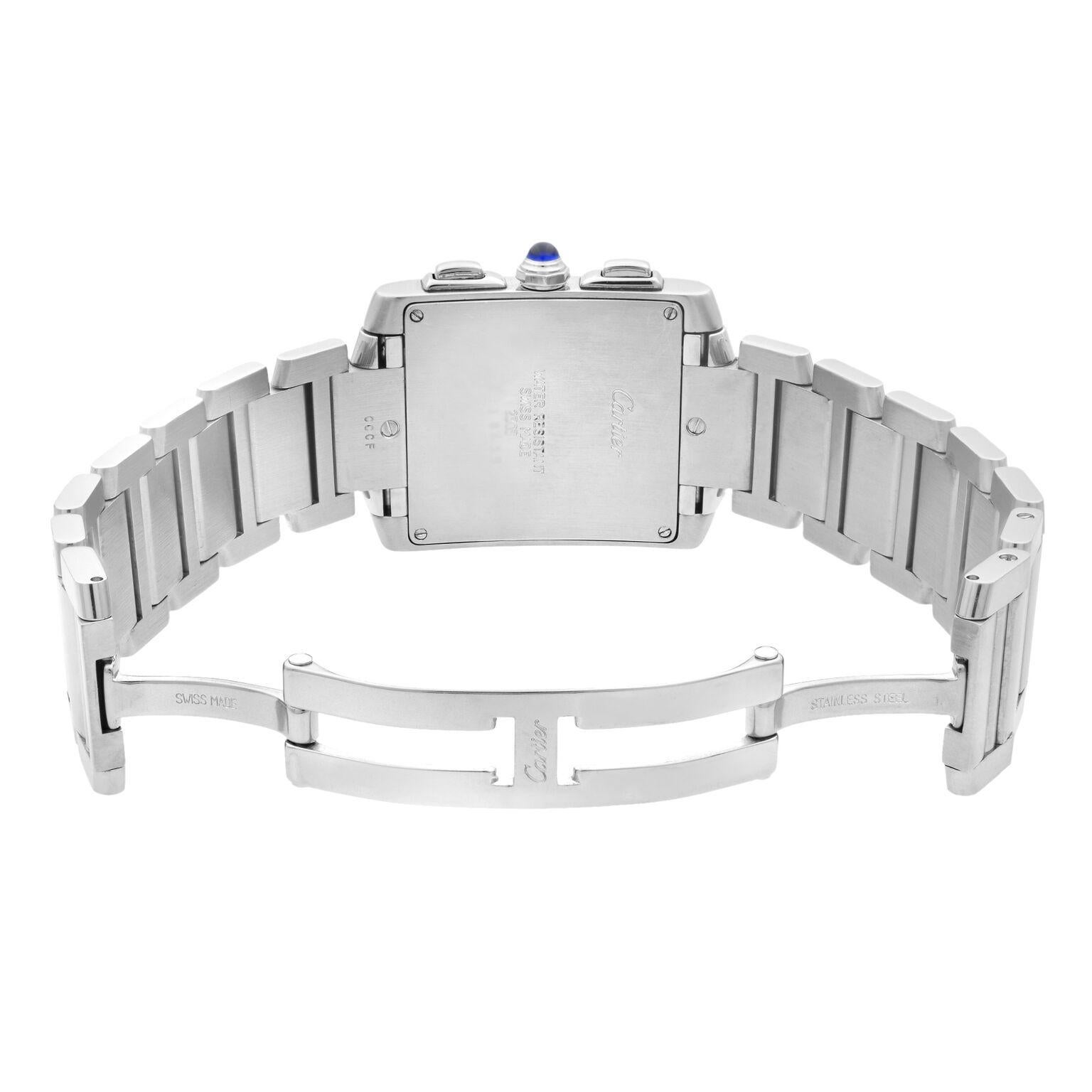 Cartier Tank Francaise Chronoflex Steel Off-White Quartz Men’s Watch W51001Q3 In Excellent Condition In New York, NY