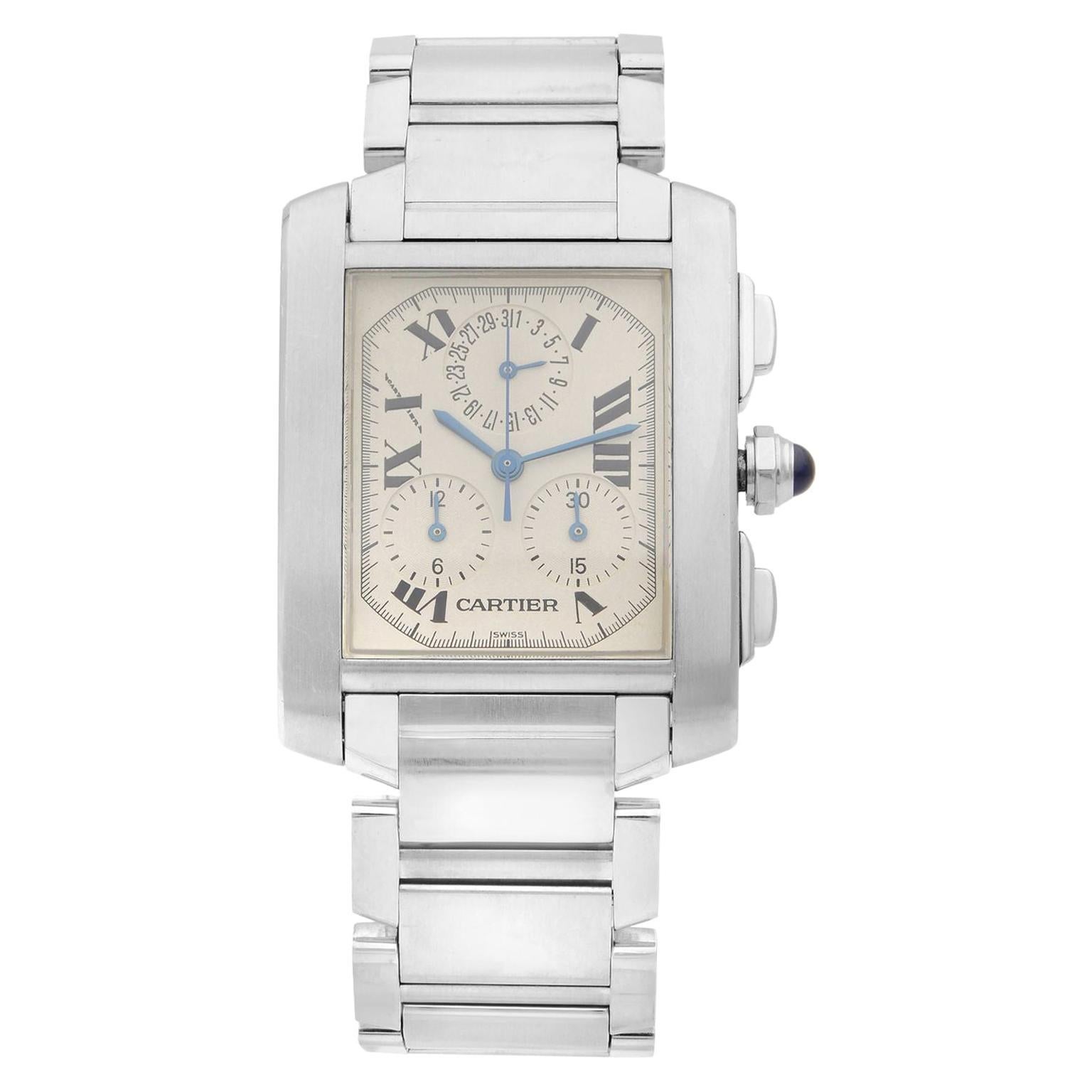 Cartier Tank Francaise Chronoflex Steel Off-White Quartz Men’s Watch W51001Q3