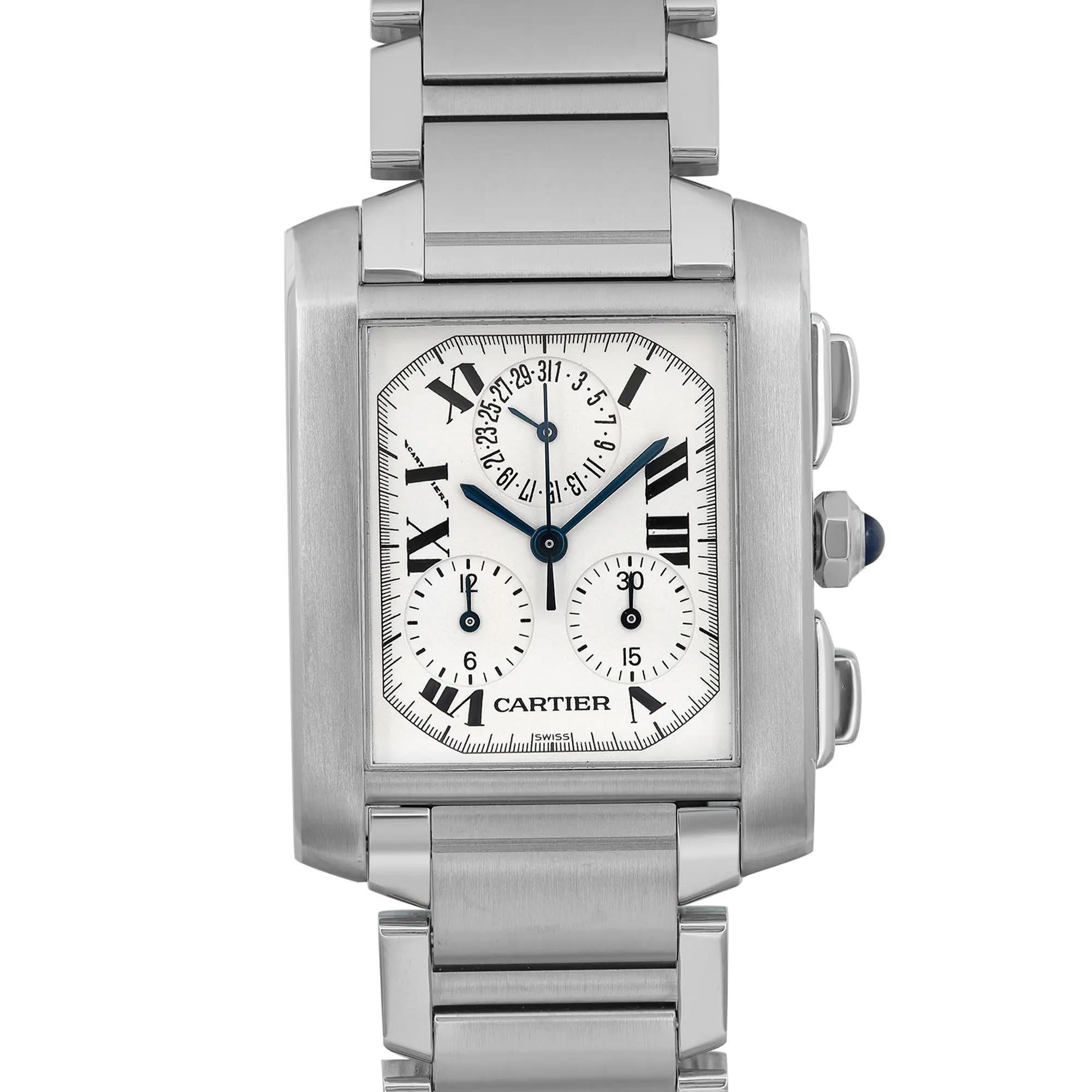 D'occasion. Sans boîte et papiers d'origine. Livré avec la boîte Chronostore.

Informations générales :
Marque : Cartier
Type : Montre-bracelet
Département : Hommes
Numéro de modèle : W51001Q3
Modèle : Cartier Tank Francaise
Style : Luxe
Pays/Région