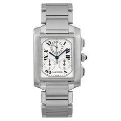 Cartier Tank Francaise Chronoflex Steel White Dial Quartz Mens Watch W51001Q3