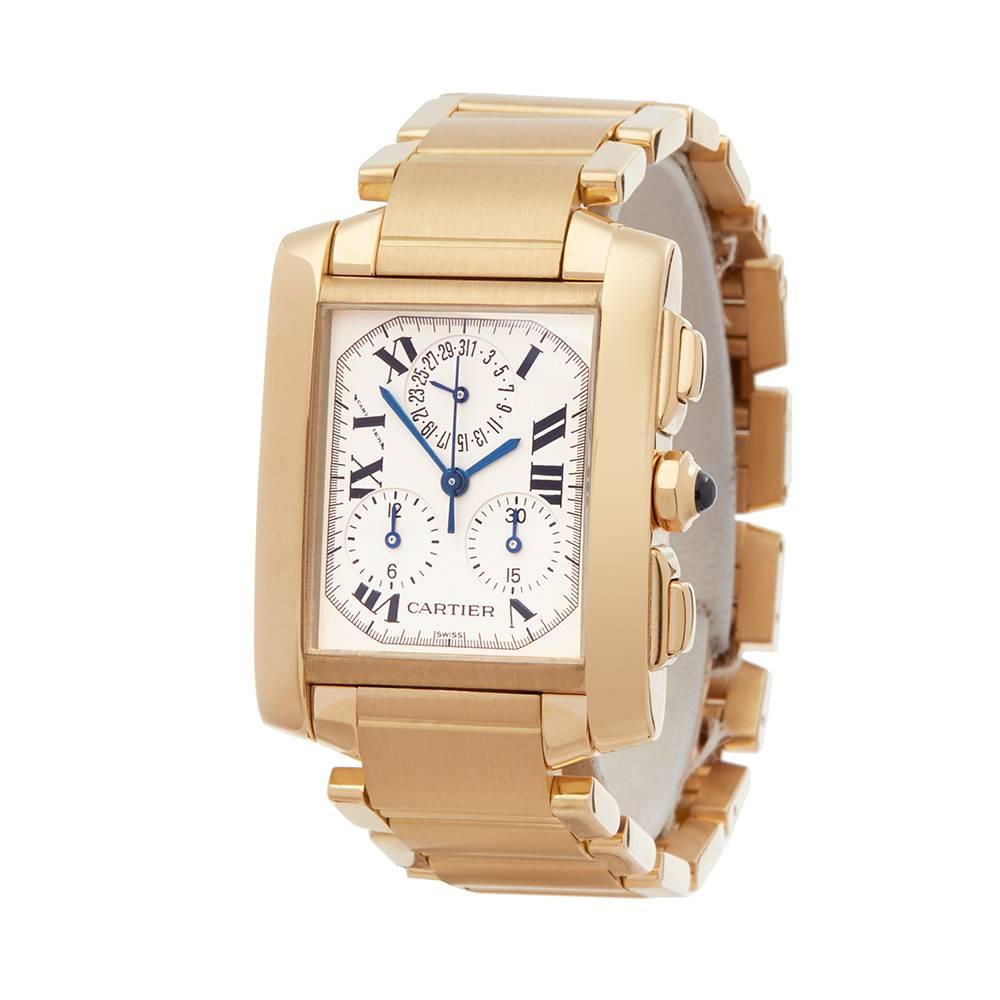 Ref: W4970
Manufacturer: Cartier
Model: Tank Francaise
Model Ref: W50005R2
Age: 
Gender: Mens
Complete With: Xupes Presentation Box & Service Papers
Dial: White Roman 
Glass: Sapphire Crystal
Movement: Automatic
Water Resistance: To Manufacturers