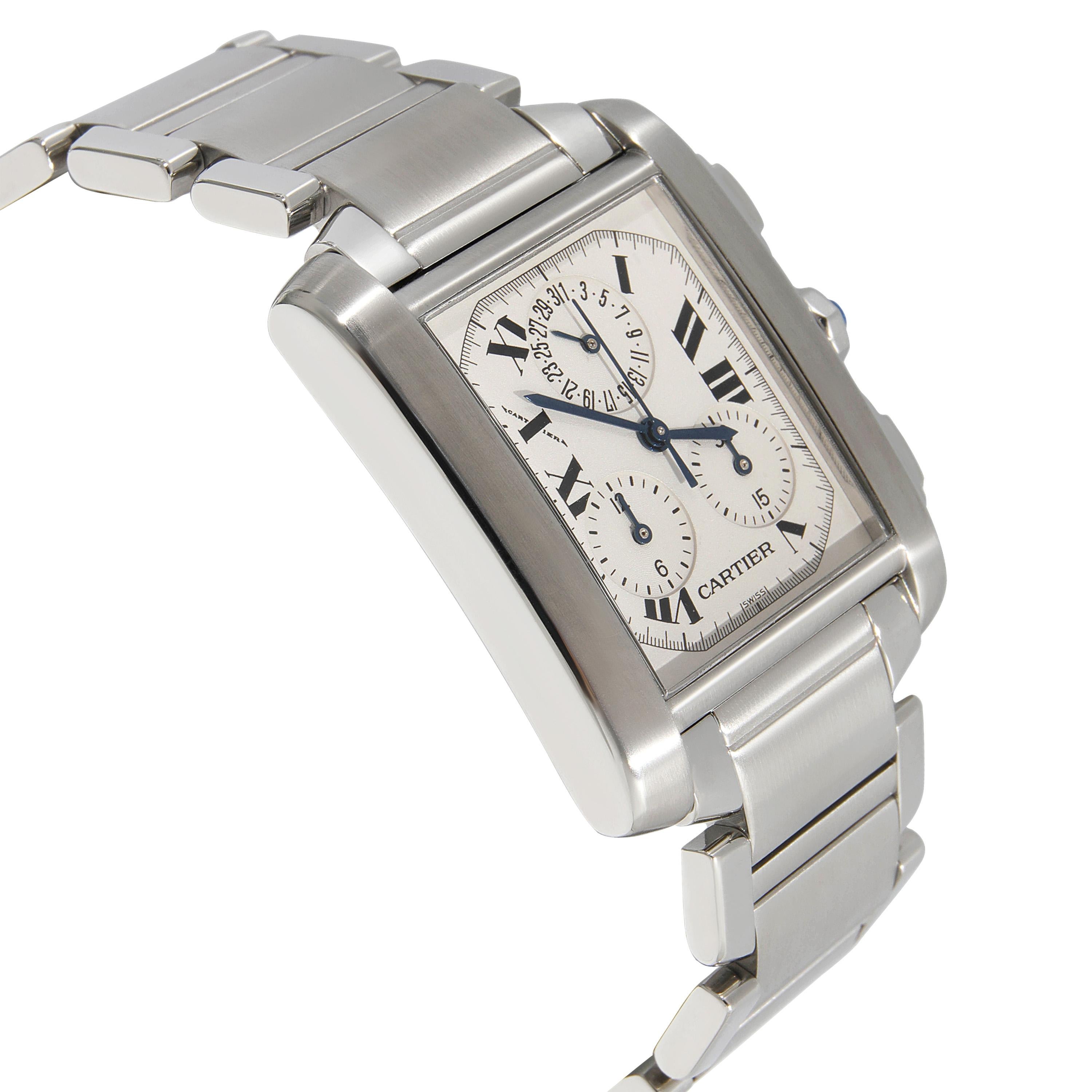 Cartier Tank Francaise Chronoflex W51001Q3 Men's Watch in  Stainless Steel In Excellent Condition In New York, NY