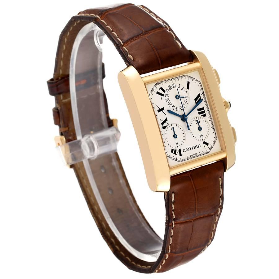 Cartier: 18 Karat Gelbgold Herrenuhr Tank Francaise mit Chronograph W5000556 im Zustand „Hervorragend“ im Angebot in Atlanta, GA