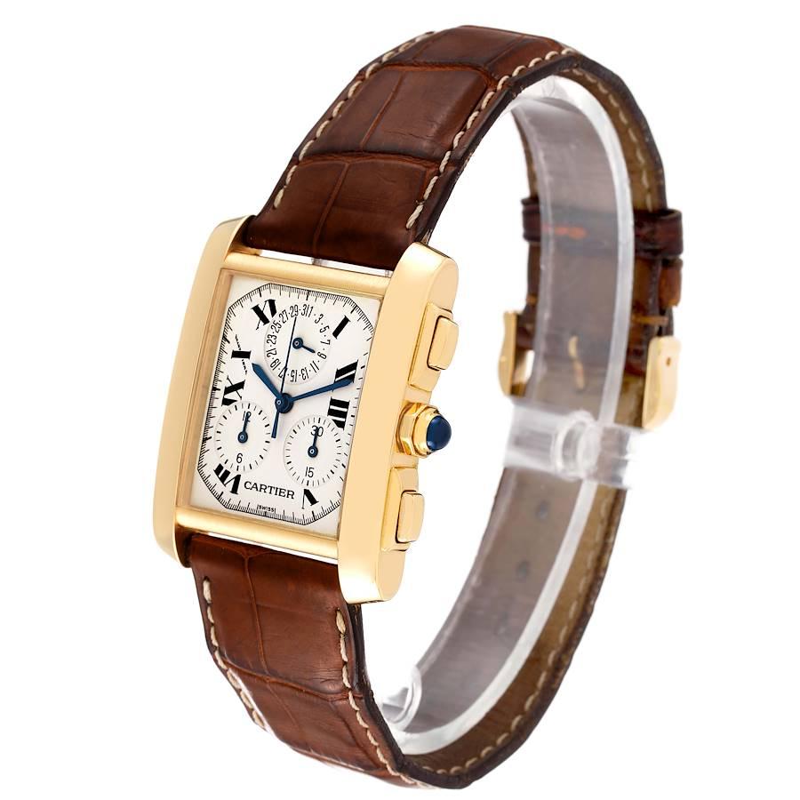 Cartier: 18 Karat Gelbgold Herrenuhr Tank Francaise mit Chronograph W5000556 im Angebot 1