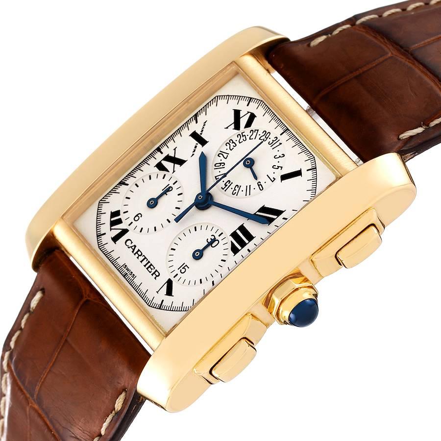 Cartier: 18 Karat Gelbgold Herrenuhr Tank Francaise mit Chronograph W5000556 im Angebot 2