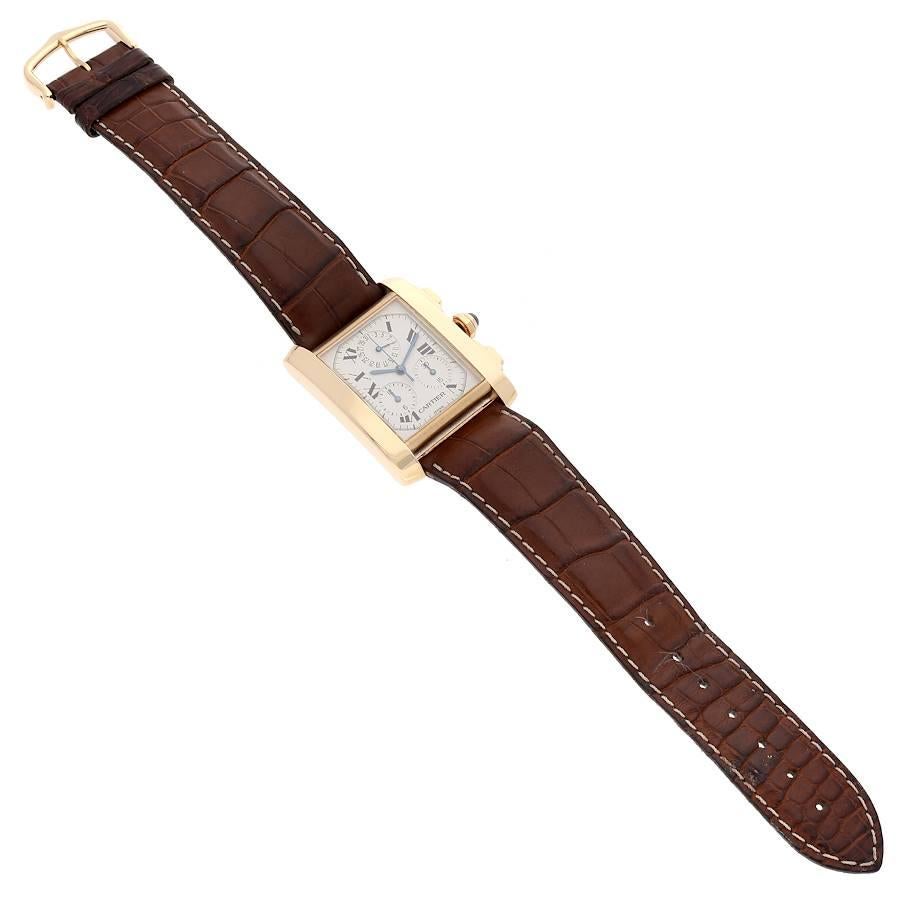 Cartier: 18 Karat Gelbgold Herrenuhr Tank Francaise mit Chronograph W5000556 im Angebot 5