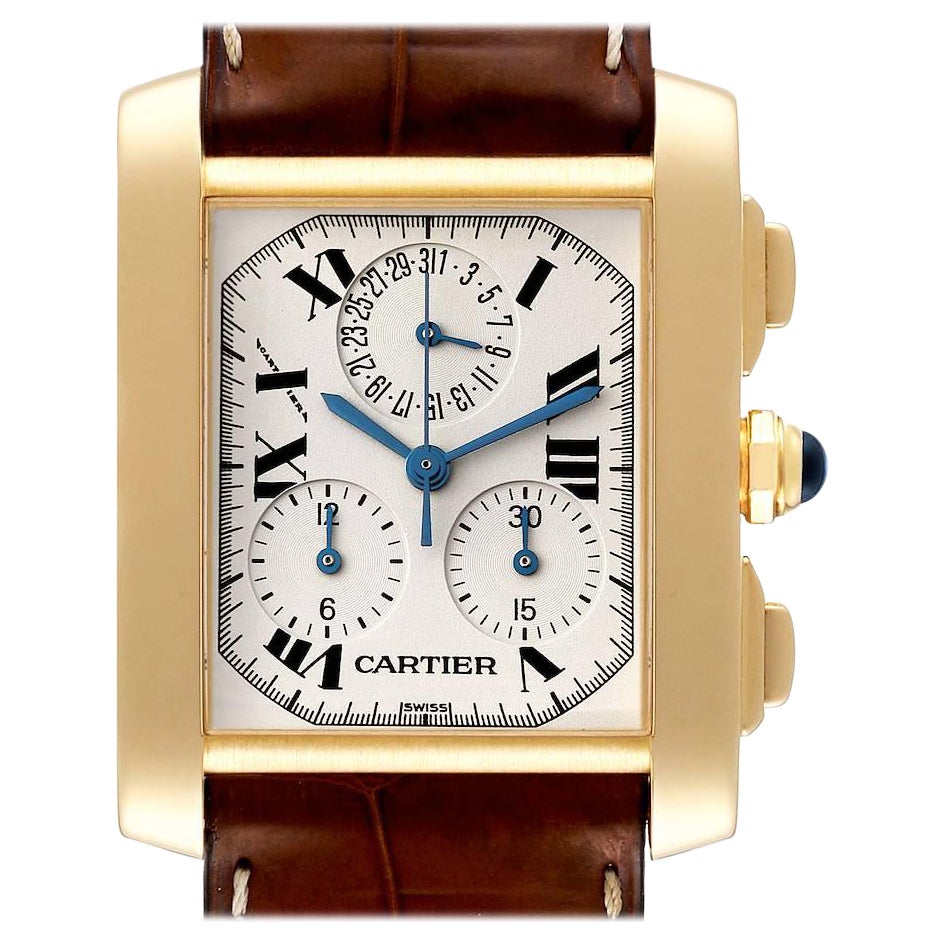 Cartier: 18 Karat Gelbgold Herrenuhr Tank Francaise mit Chronograph W5000556 im Angebot