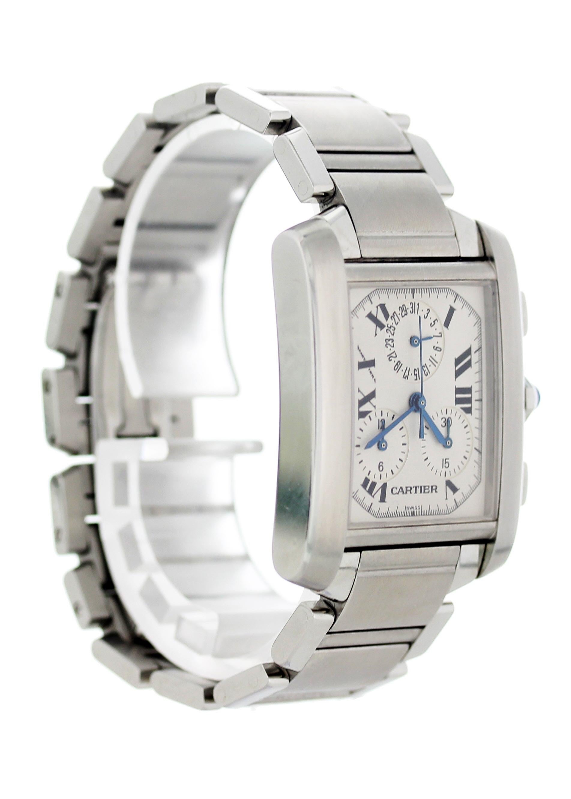 Cartier Tank Francaise Chronograph 2303 Men's Watch In Good Condition For Sale In New York, NY