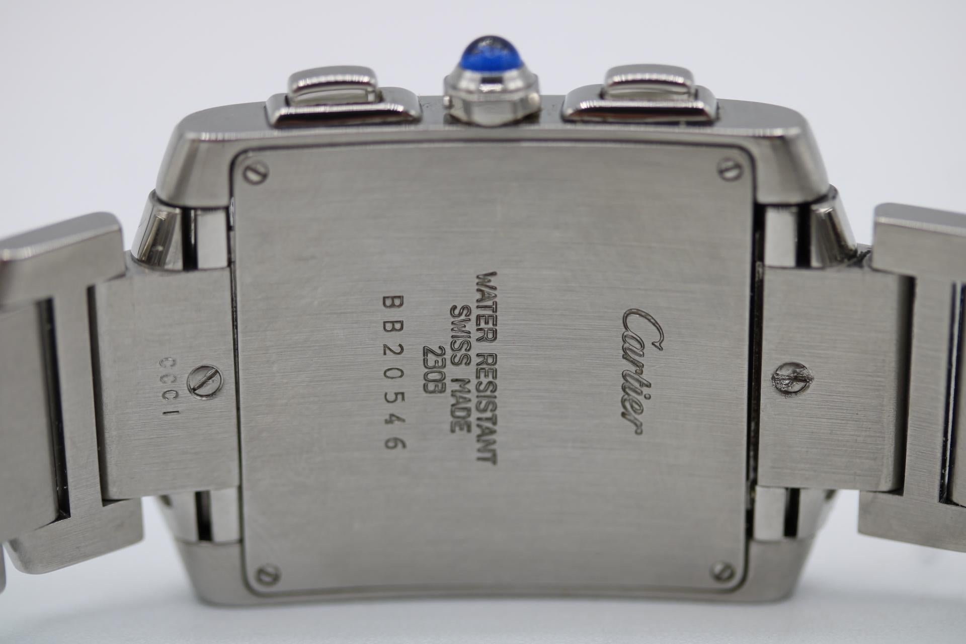Cartier Tank Française Chronographe -30mm - Modèle 2303 - Set complet en vente 6