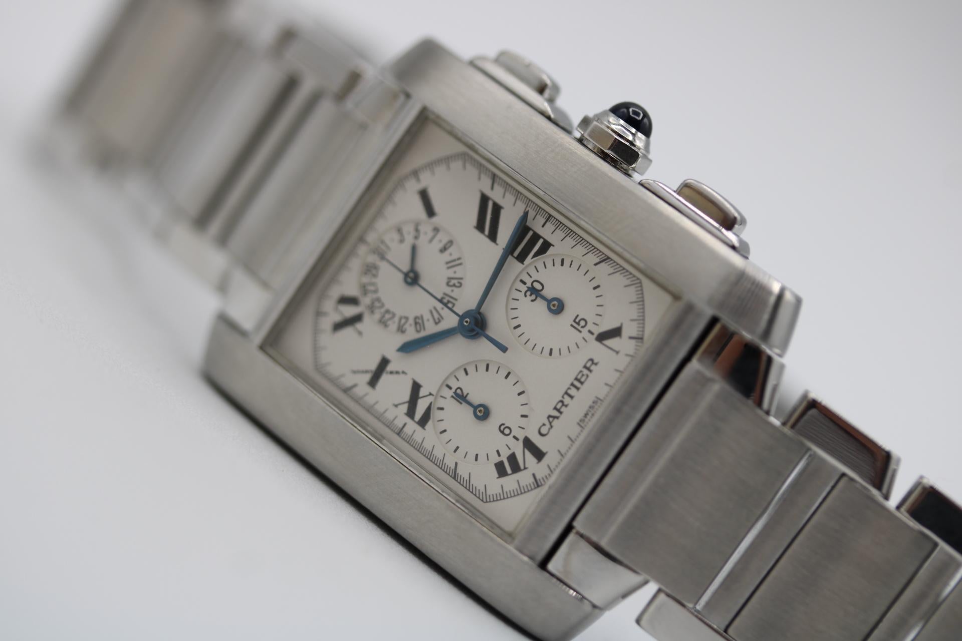 Cartier Tank Française Chronographe -30mm - Modèle 2303 - Set complet en vente 8