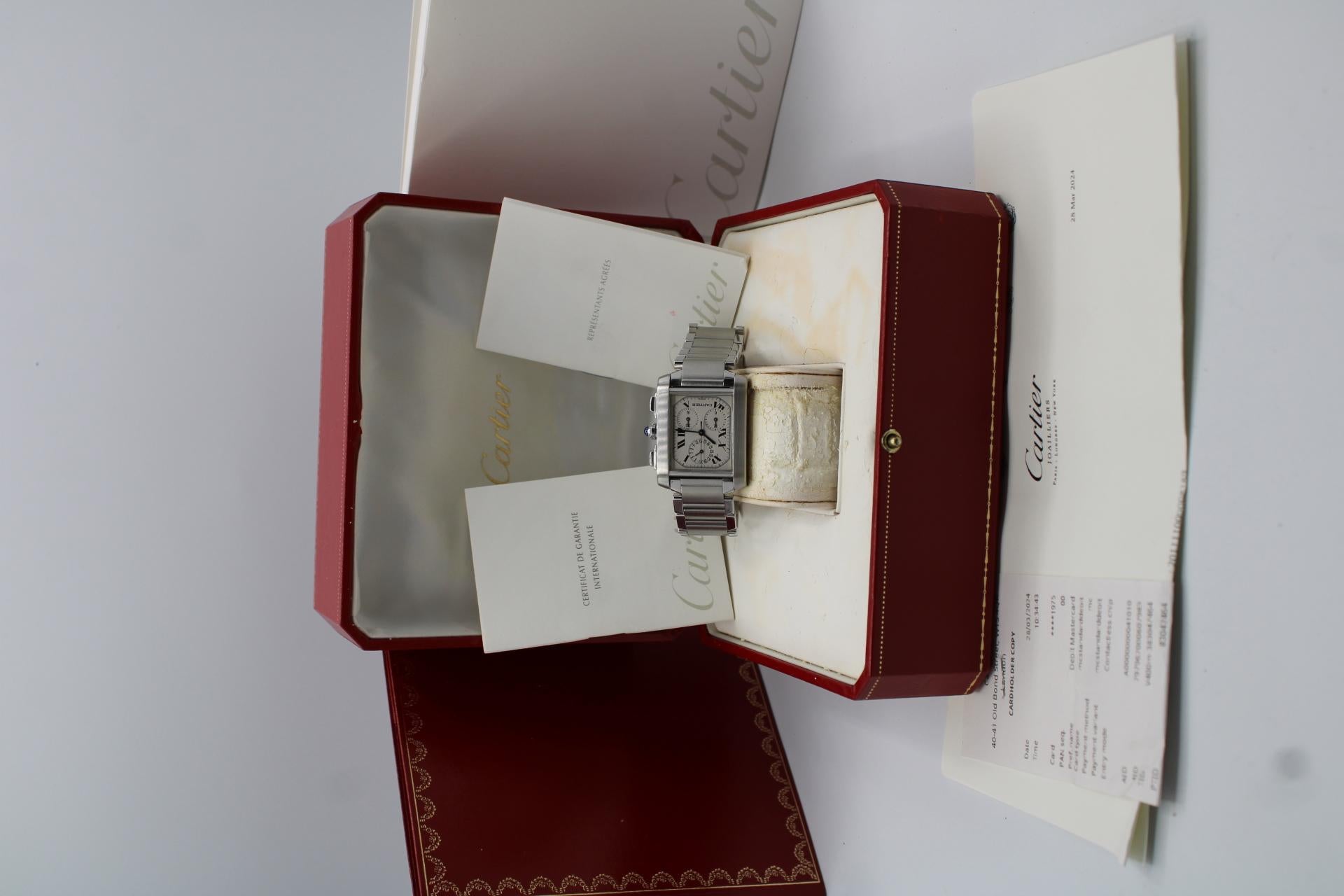 Cartier Tank Française Chronographe -30mm - Modèle 2303 - Set complet en vente 9