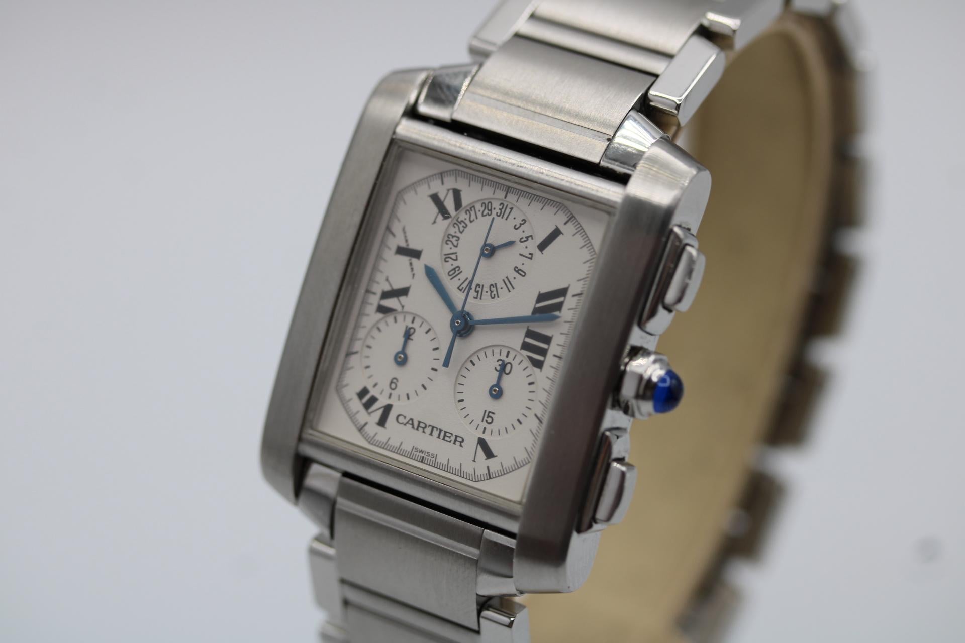 Cartier Tank Française Chronographe -30mm - Modèle 2303 - Set complet Pour hommes en vente