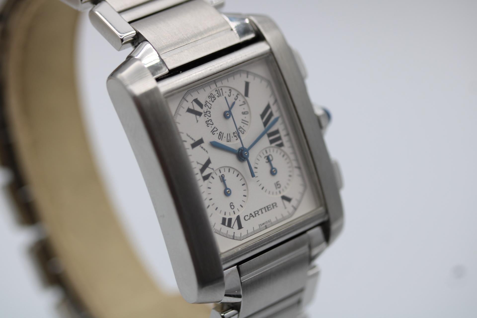 Cartier Tank Française Chronographe -30mm - Modèle 2303 - Set complet en vente 1