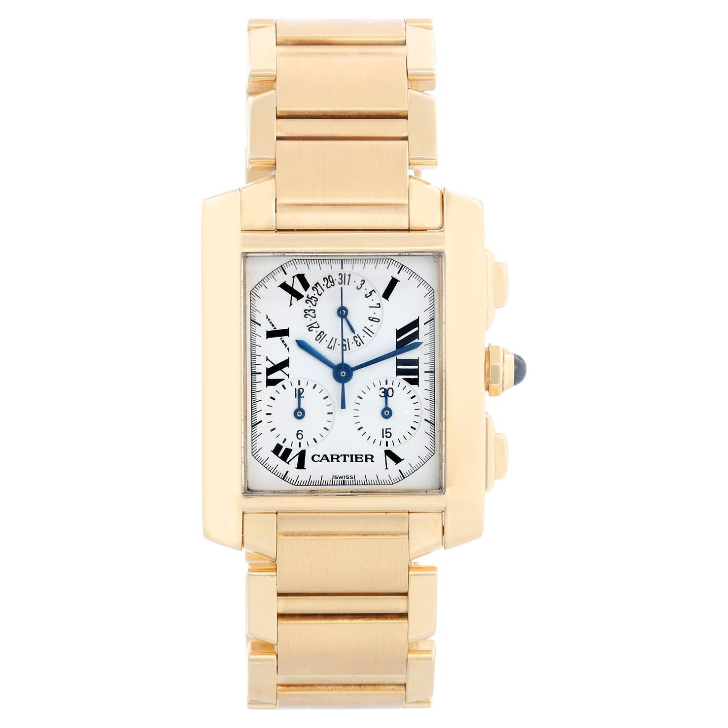 Cartier Tank Francaise Chronograph Men's 18k Gold Watch  W5000556