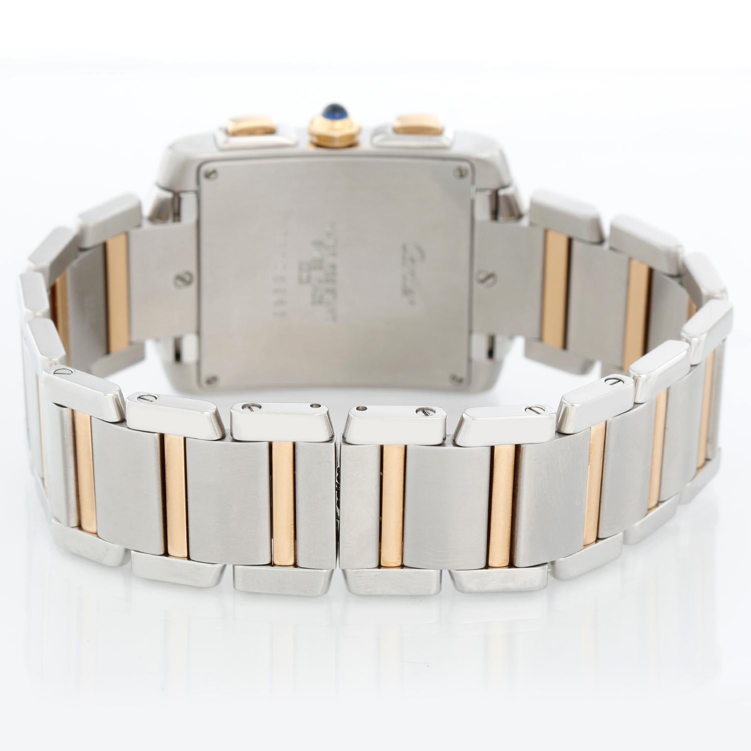 Cartier Tank Francaise Chronograph Men's Steel & Gold Watch In Excellent Condition In Dallas, TX