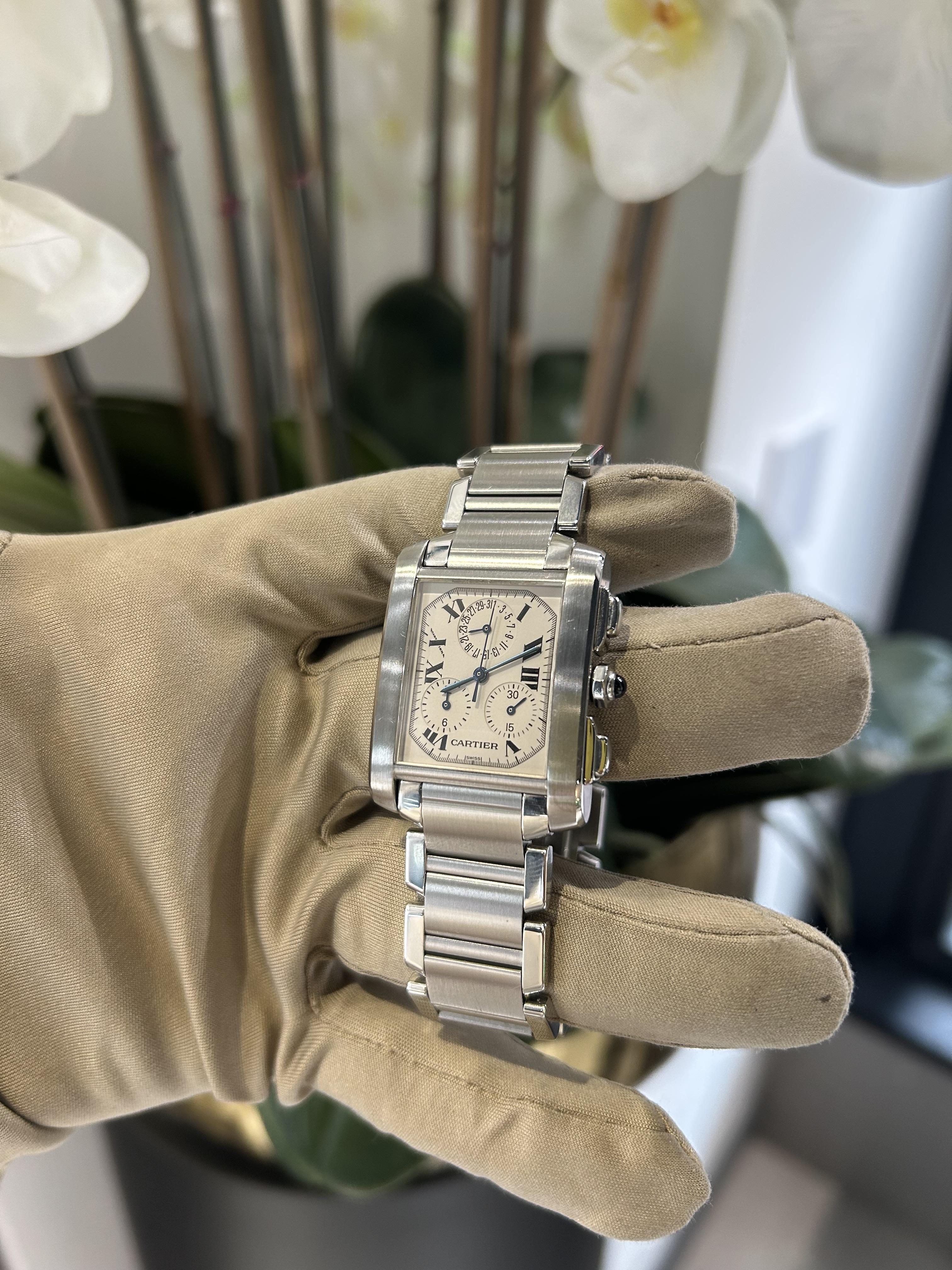 Cartier Tank Francaise Cronógrafo Acero Inoxidable Ref. 2303 en venta 4