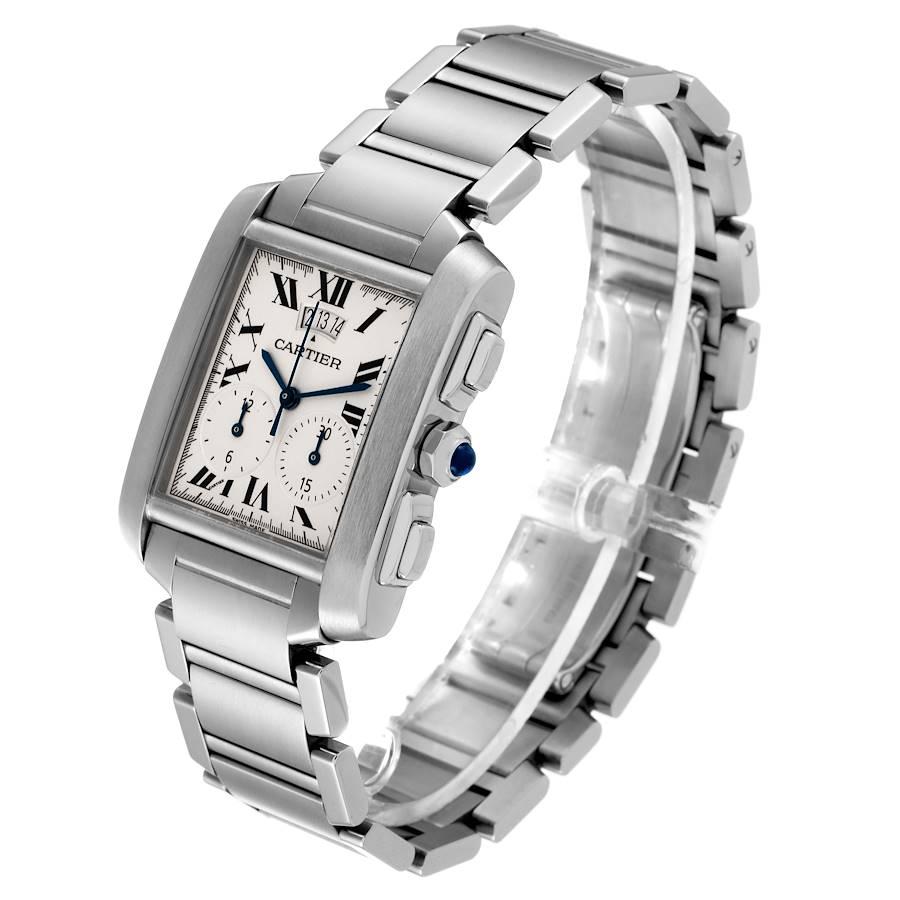 Cartier Tank Francaise Chronograph Steel Mens Watch W51024Q3 In Excellent Condition In Atlanta, GA