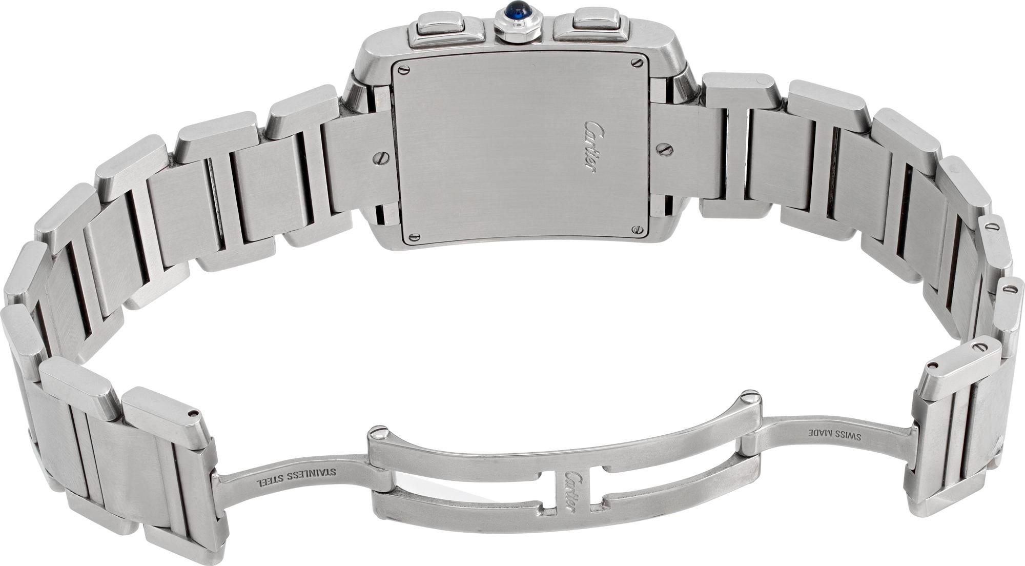 Men's Cartier Tank Francaise Chronograph Steel Quartz Wristwatch Ref W51001Q3 For Sale