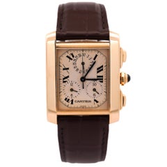 Cartier Tank Francaise Chronograph XL 1830 18K Gold Leather Watch