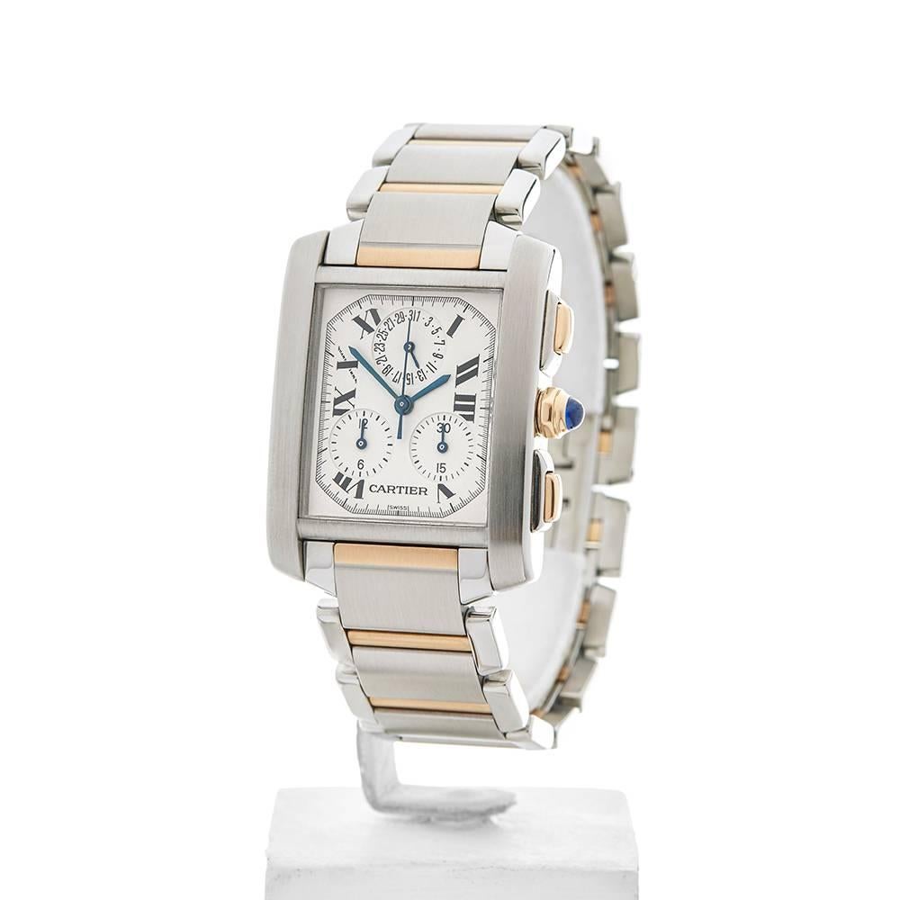 Ref: W4152
Manufacturer: Cartier
Model: Tank Francaise
Model Ref: 2303 or W51004Q4
Age: Circa 2000
Gender: Unisex
Box and Papers: Box Only
Dial: White Roman
Glass: Sapphire Crystal
Movement: Quartz
Water Resistance: To Manufacturers