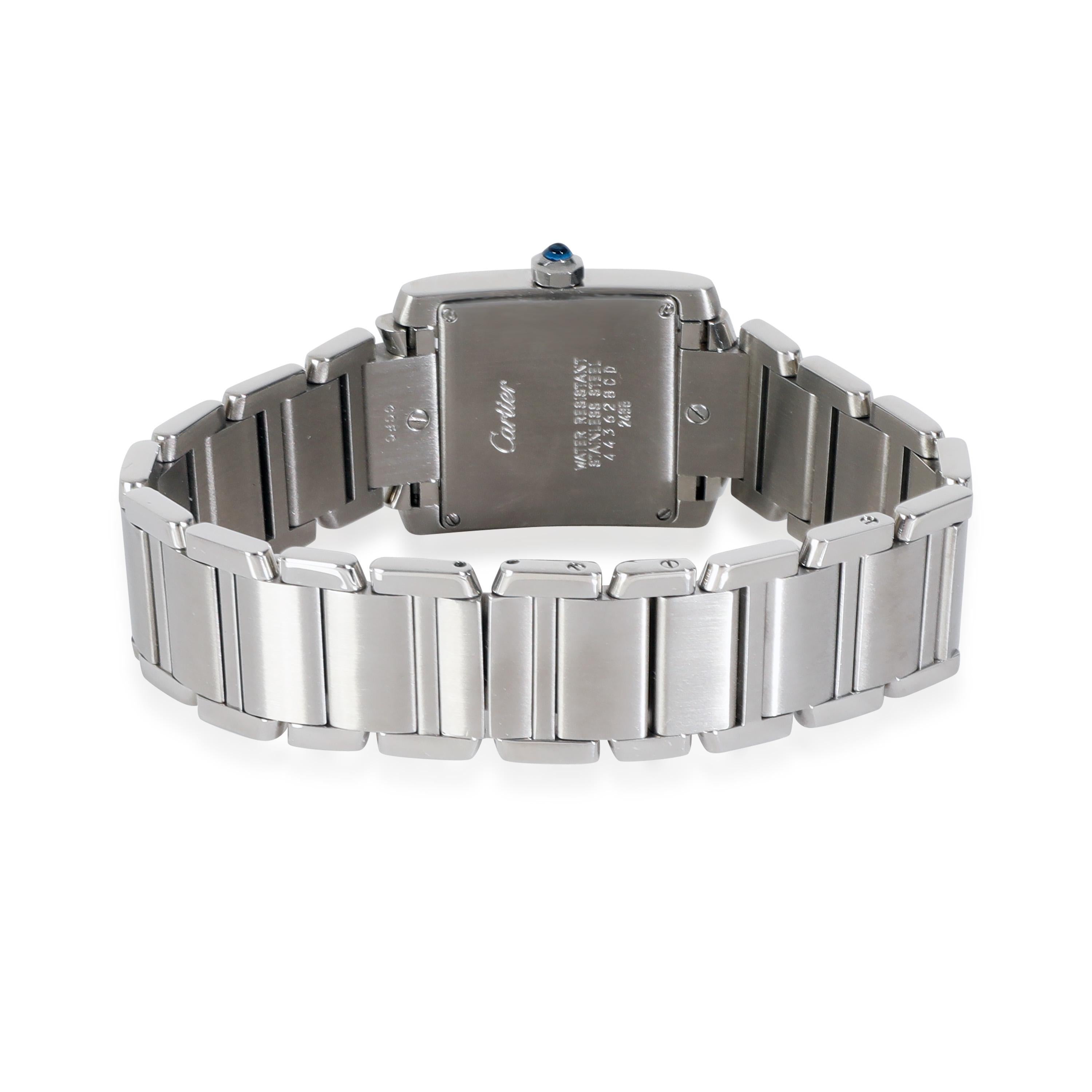 Cartier Tank Francaise de Cartier W51011Q3 Women's Watch in  Stainless Steel

SKU: 143074

PRIMARY DETAILS
Brand: Cartier
Model: Tank Francaise de Cartier
Country of Origin: Switzerland
Movement Type: Quartz: Battery
Year of Manufacture: