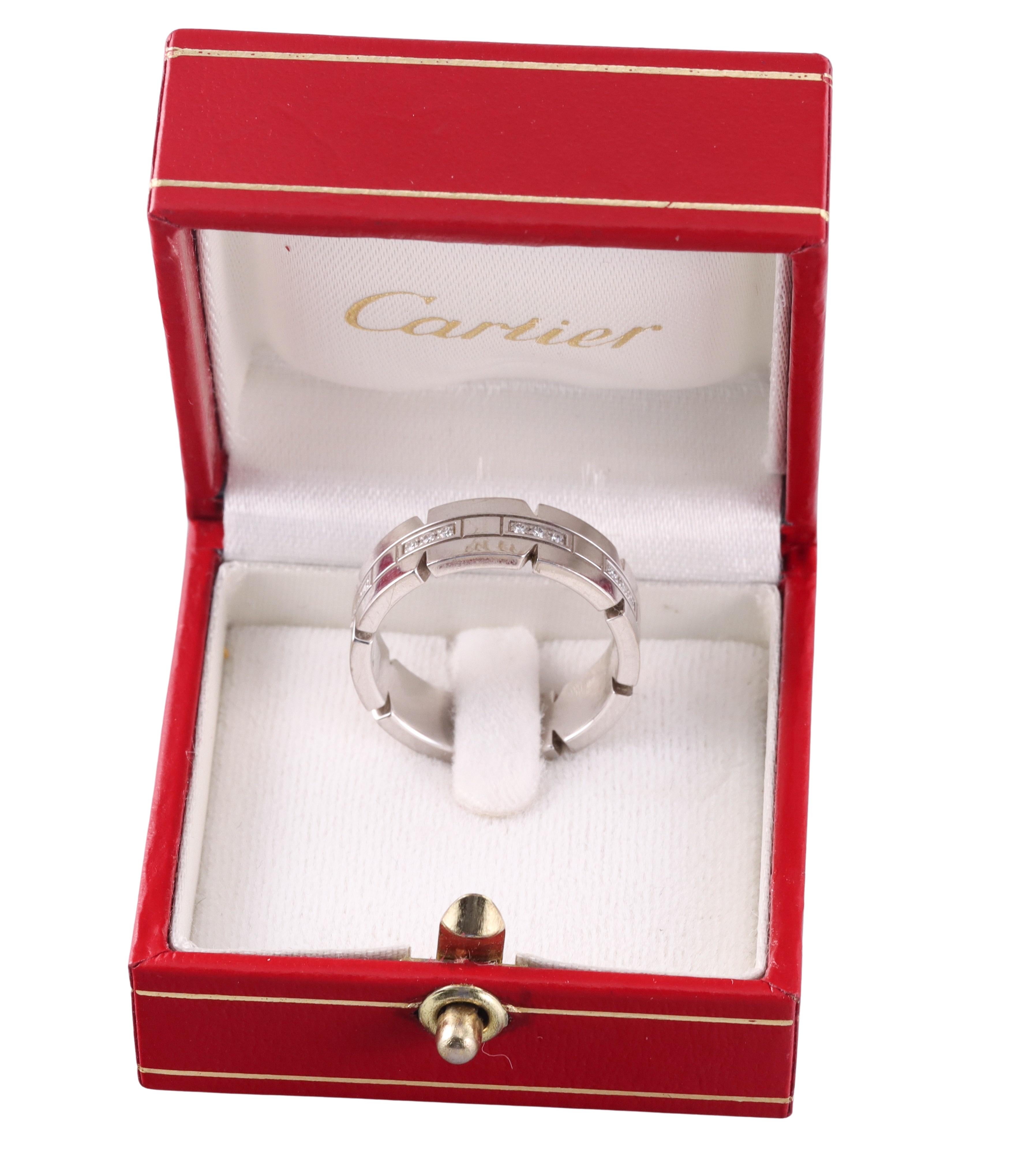 Women's or Men's Cartier Tank Francaise Diamond Gold Band Ring For Sale