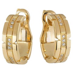 Cartier Tank Francaise Diamond Hoop Gold Earrings