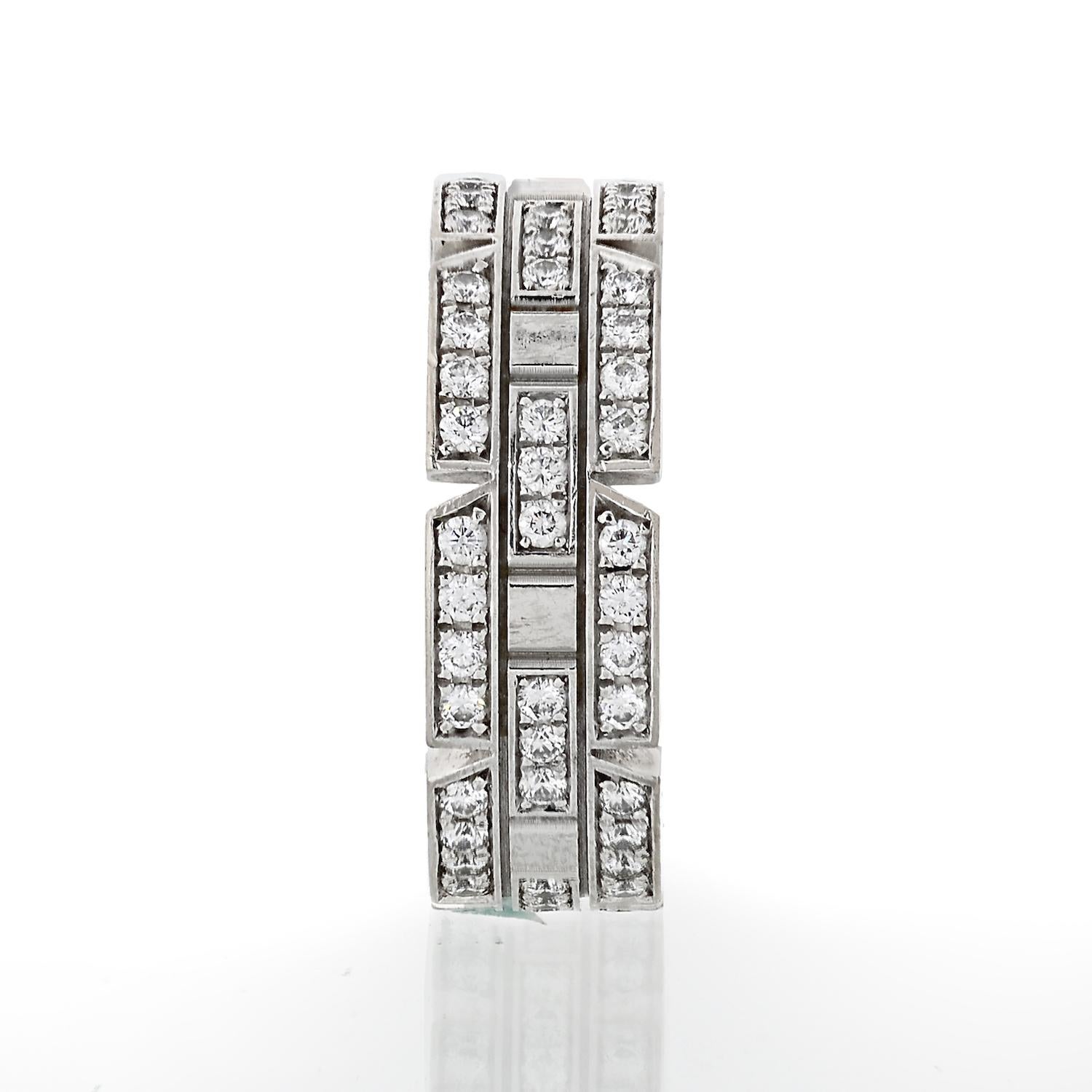 Cartier Tank Francaise Diamond Ring in White Gold In Fair Condition In New York, NY