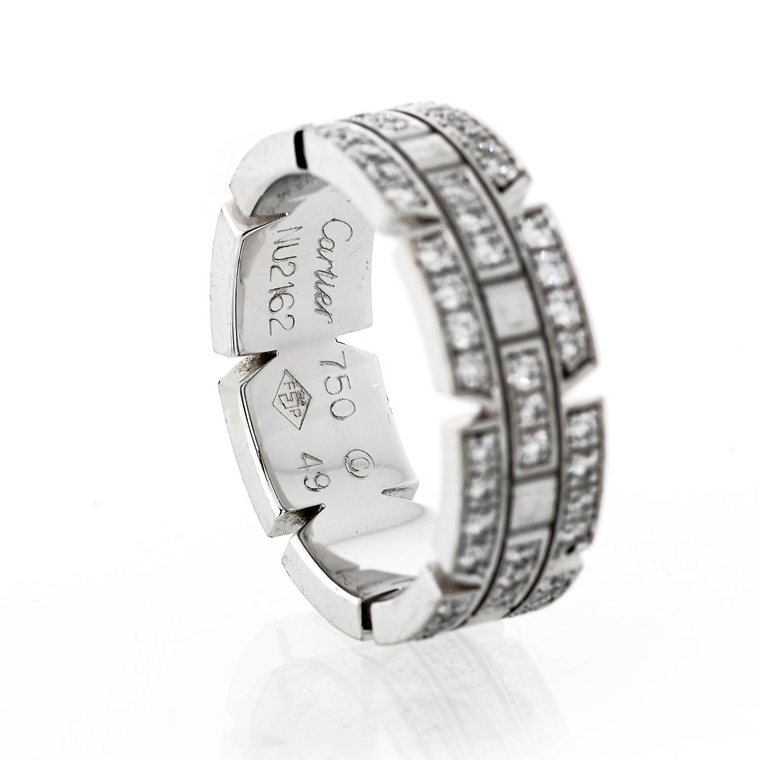 Cartier Tank Francaise Diamond Ring in White Gold 1