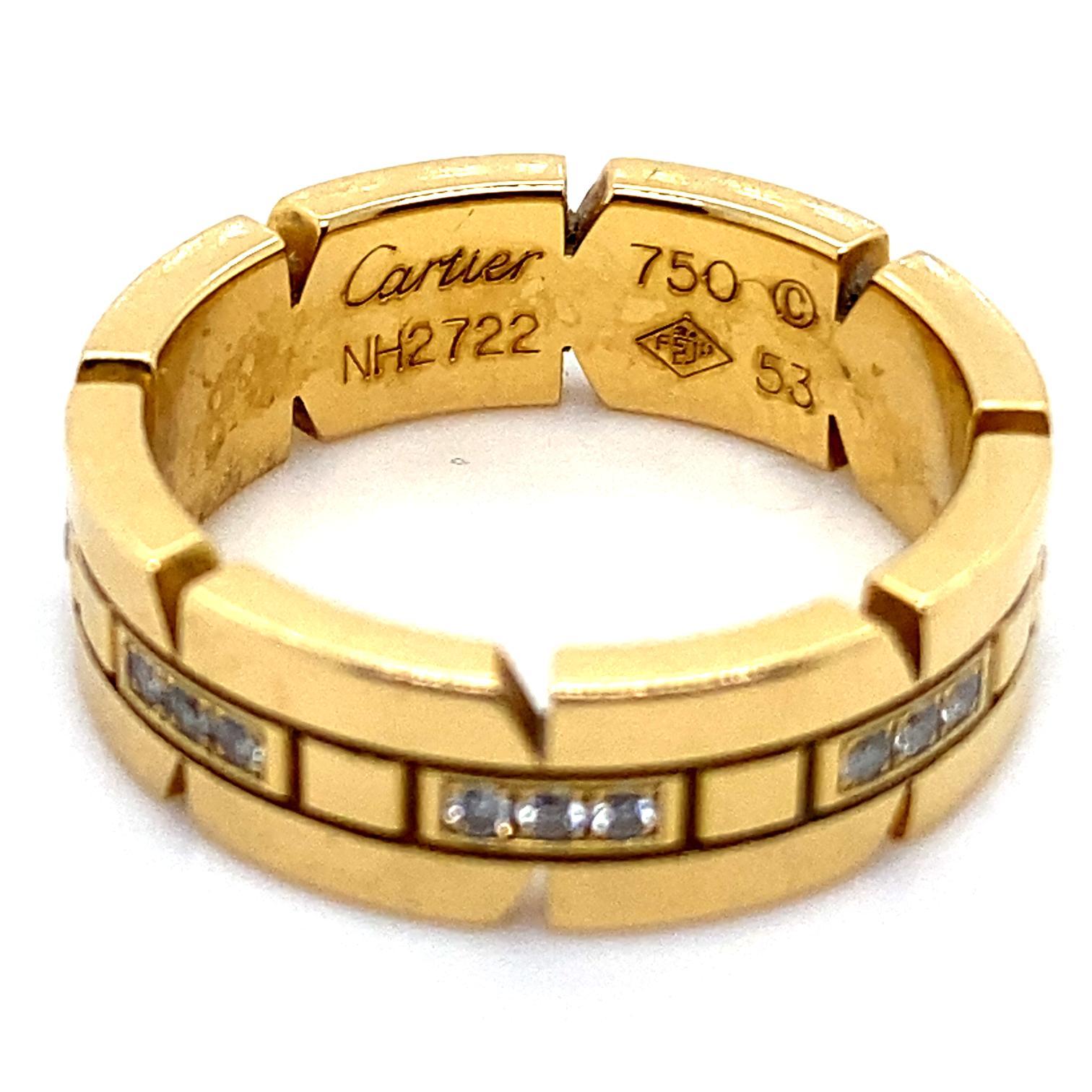 Cartier Tank Francaise Diamantbesetzter Ring aus 18 Karat Gold (Moderne) im Angebot