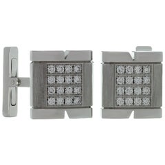 Gemelli Cartier Tank Française in oro bianco con diamanti