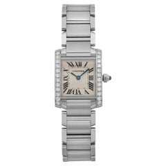 Cartier Tank Francaise Diamonds Steel Cream Dial Quartz Ladies Watch W4TA0008