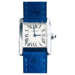 Cartier Tank Francaise 18K White Gold with Blue Sapphire Dial