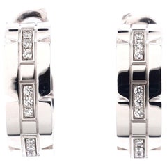 Cartier Tank Francaise Hoop Earrings 18k White Gold with Diamonds