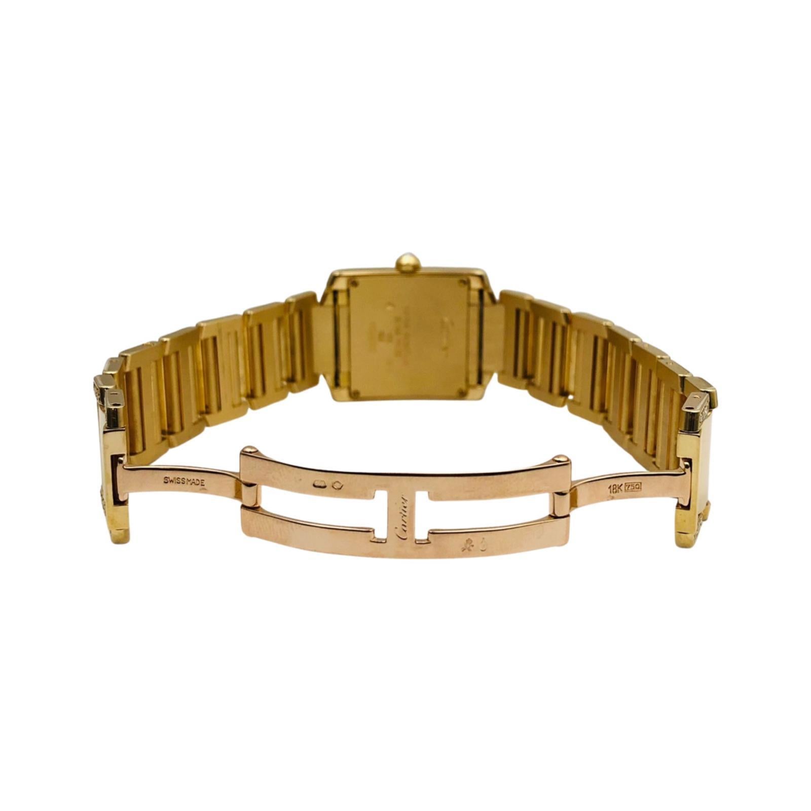 Brilliant Cut Cartier Tank Française in 18k Yellow Gold with Diamond Bezel & Bracelet