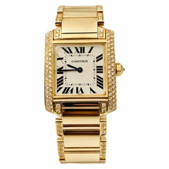 Cartier Tank Française in 18k Yellow Gold with Diamond Bezel & Bracelet
