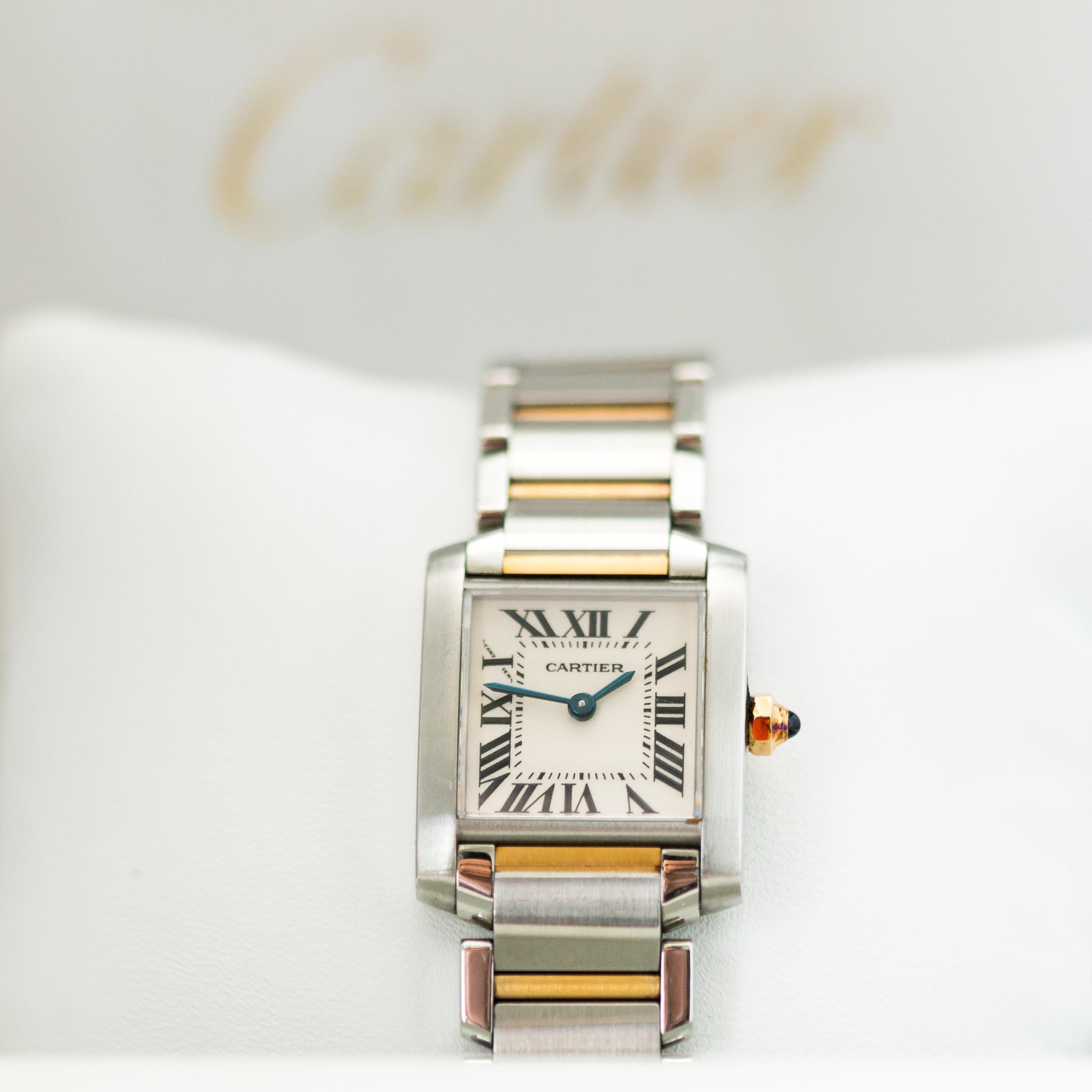 Cartier Tank Française Ladies 18 Karat Gold Two-Tone Wristwatch 3