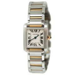 Retro Cartier Tank Française Ladies 18 Karat Gold Two-Tone Wristwatch