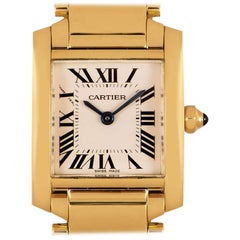 Cartier Tank Francaise Ladies 18 Karat Yellow Gold Silver Dial W50002N2