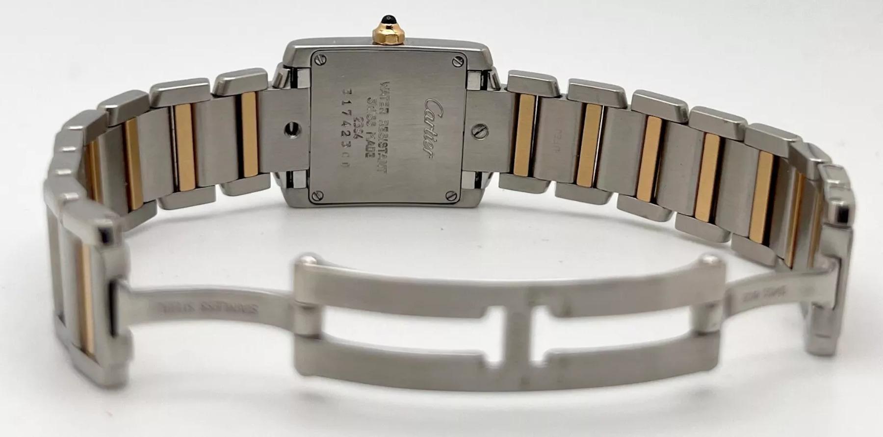 Cartier Tank Francaise 2384 or jaune 18 carats acier inoxydable pour femmes Excellent état à San Diego, CA