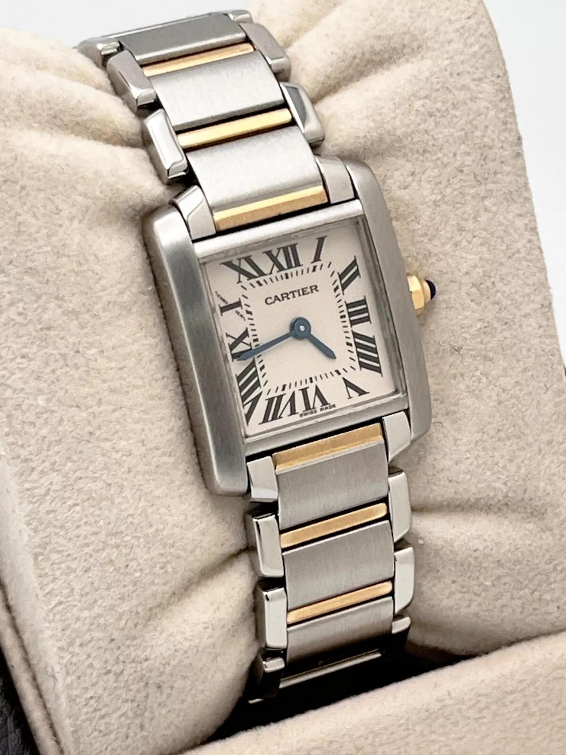 Cartier Tank Francaise 2384 or jaune 18 carats acier inoxydable pour femmes 4