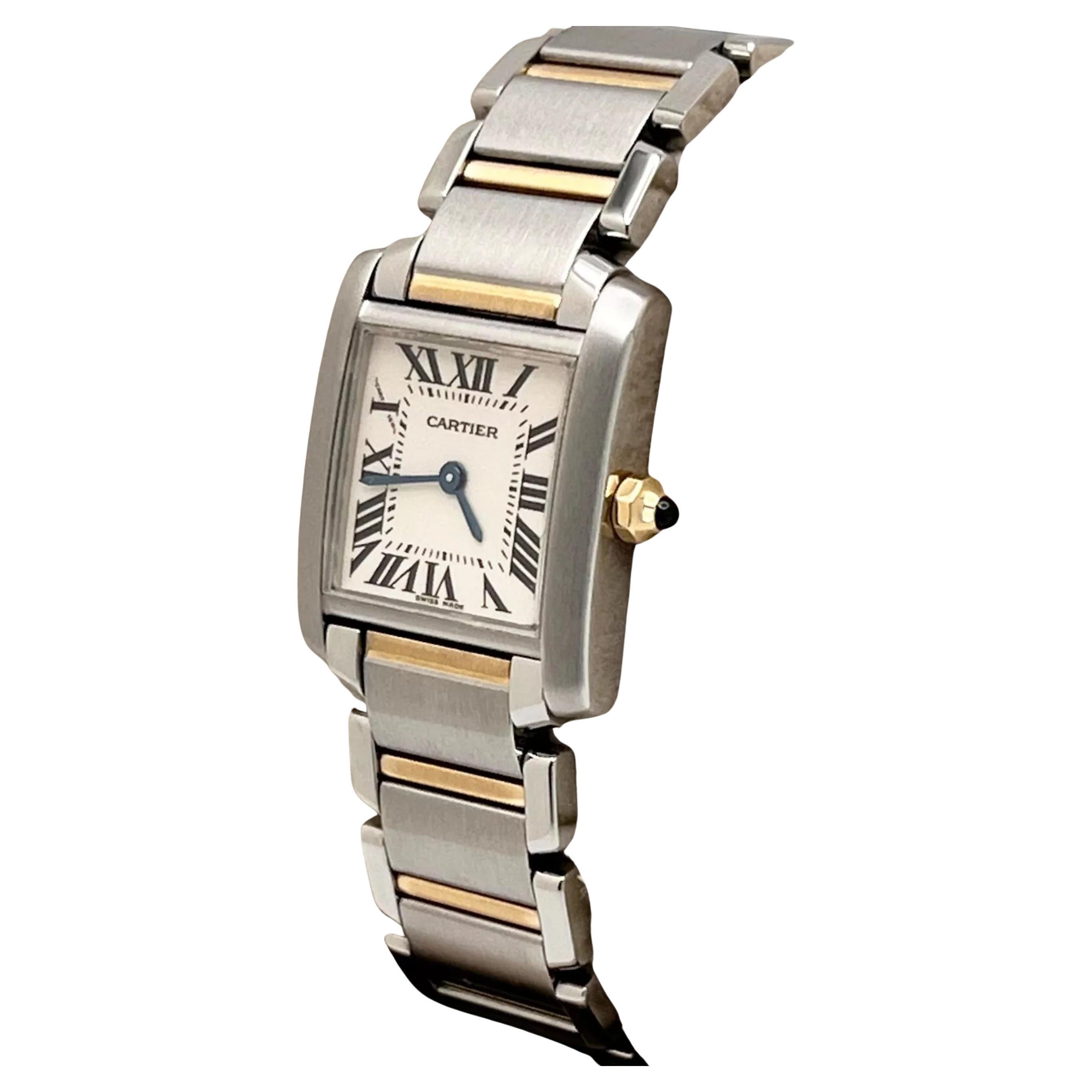 Cartier Tank Francaise Ladies 2384 18K Yellow Gold Stainless Steel For ...