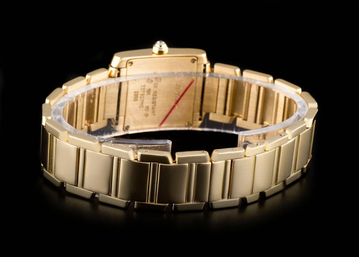 Cartier Tank Francaise Ladies Gold Silver Roman Dial Diamond Set Quartz Watch 2