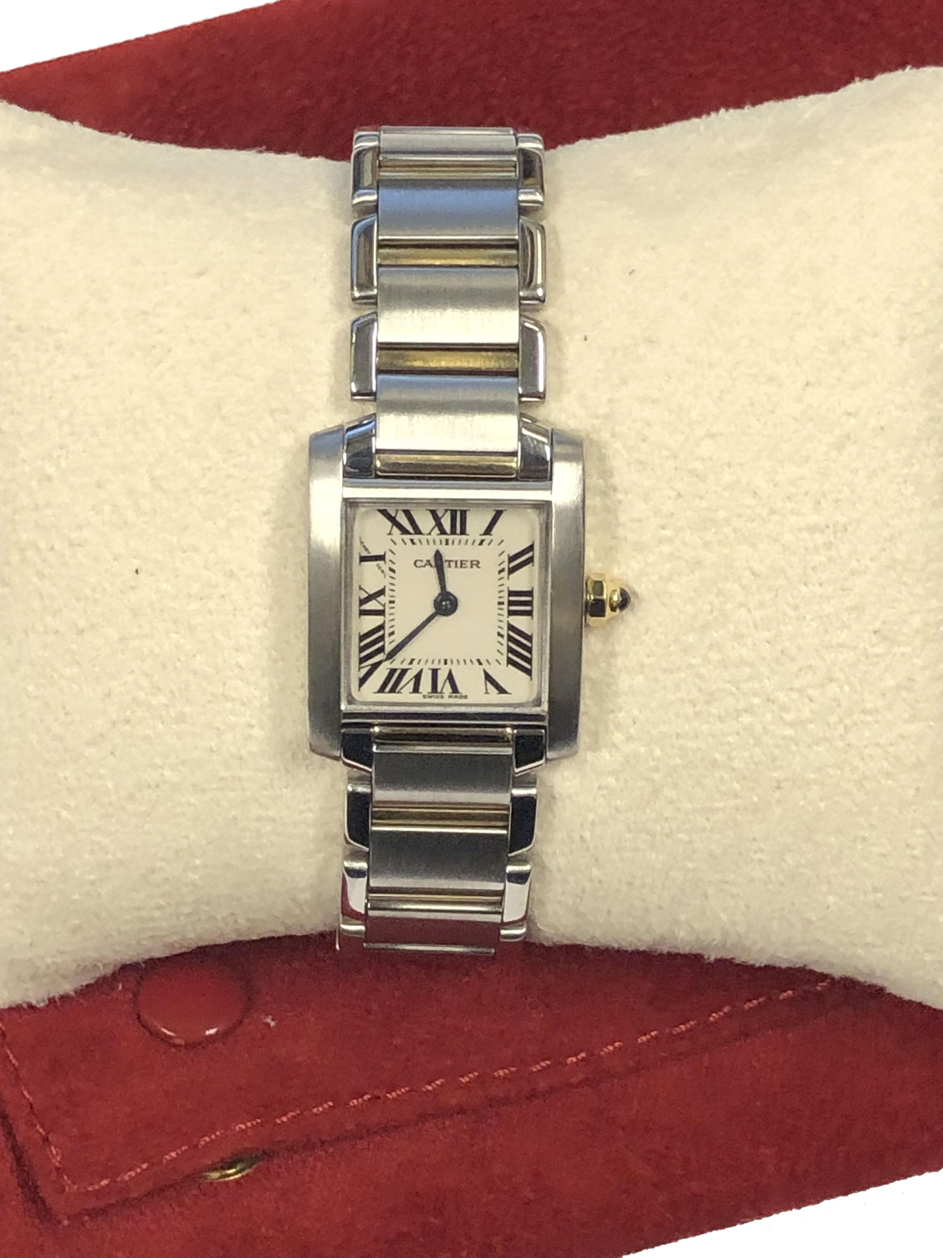 Cartier: Stahl- und Gelbgold-Quarz-Armbanduhr Tank Francaise für Damen 2