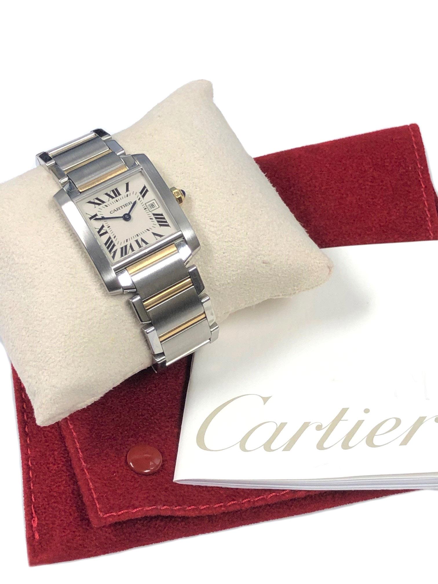 Cartier Tank Francaise Ladies Steel and Yellow Gold Quartz Wristwatch 2