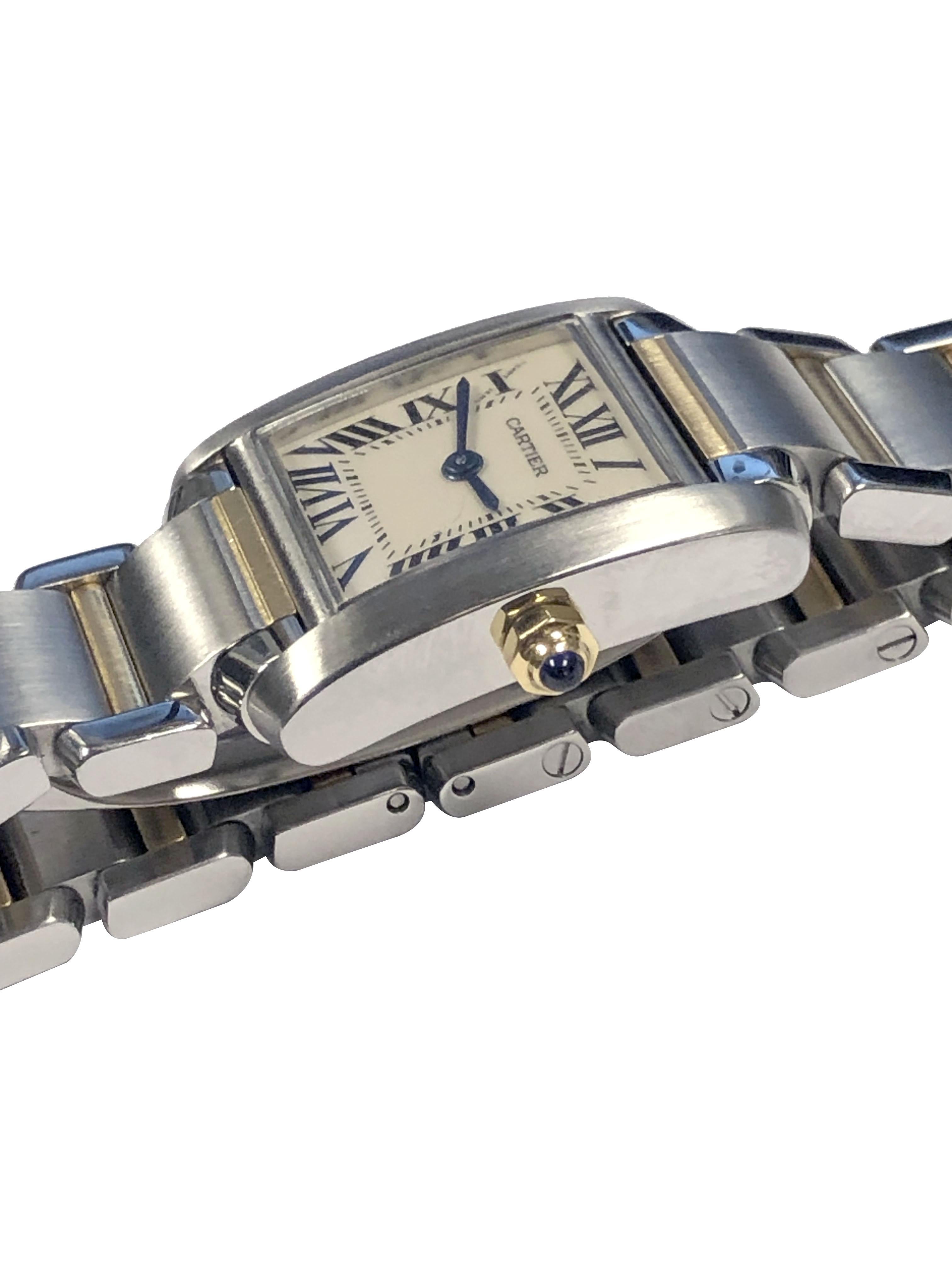 Cartier Tank Francaise Ladies Steel and Yellow Gold Quartz Wristwatch In Excellent Condition In Chicago, IL